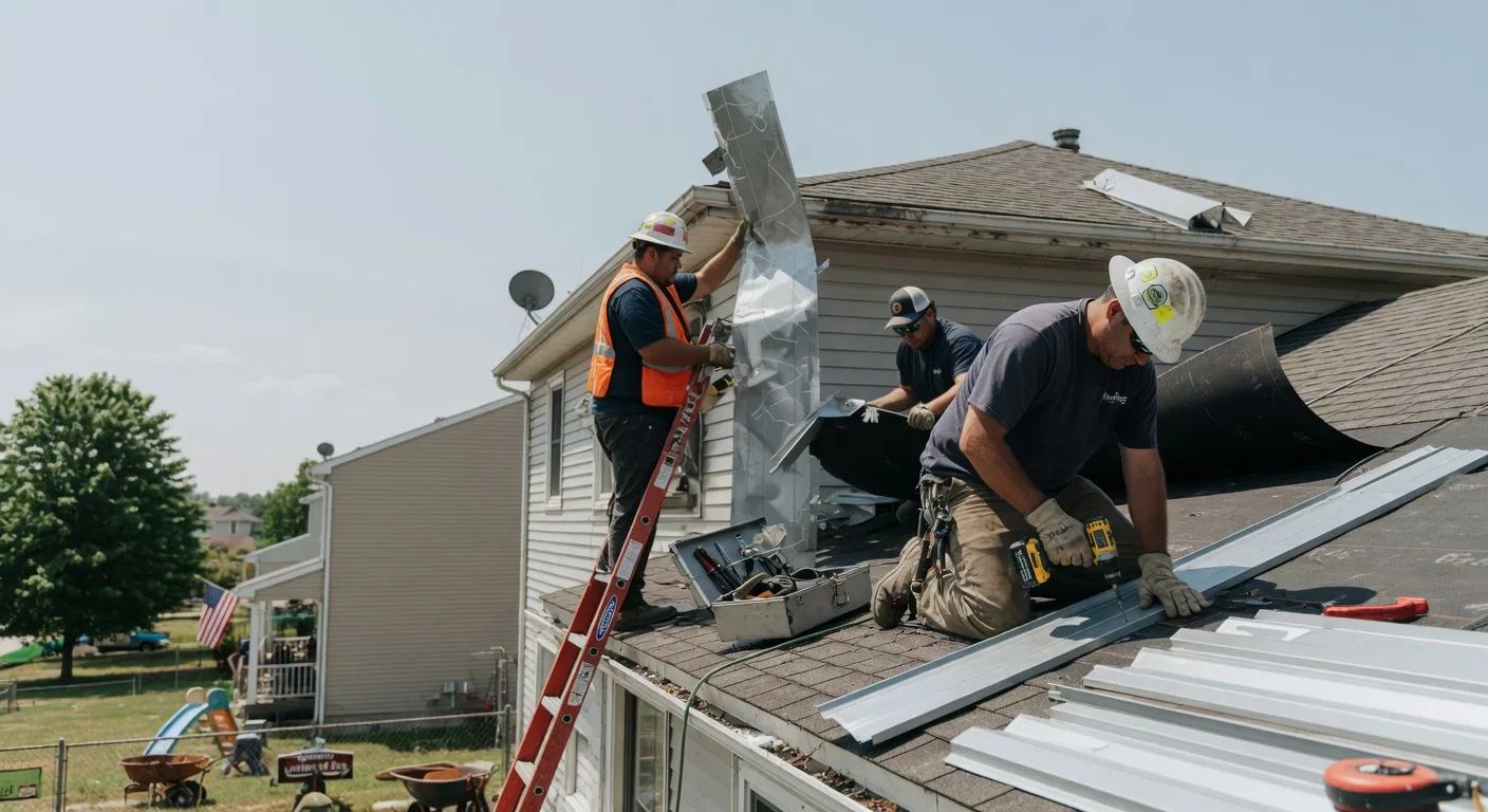 Storm Damage Metal Roof Repair in East Rochester, OH